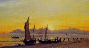 Albert Bierstadt Boats Ashore at Sunset oil on canvas
